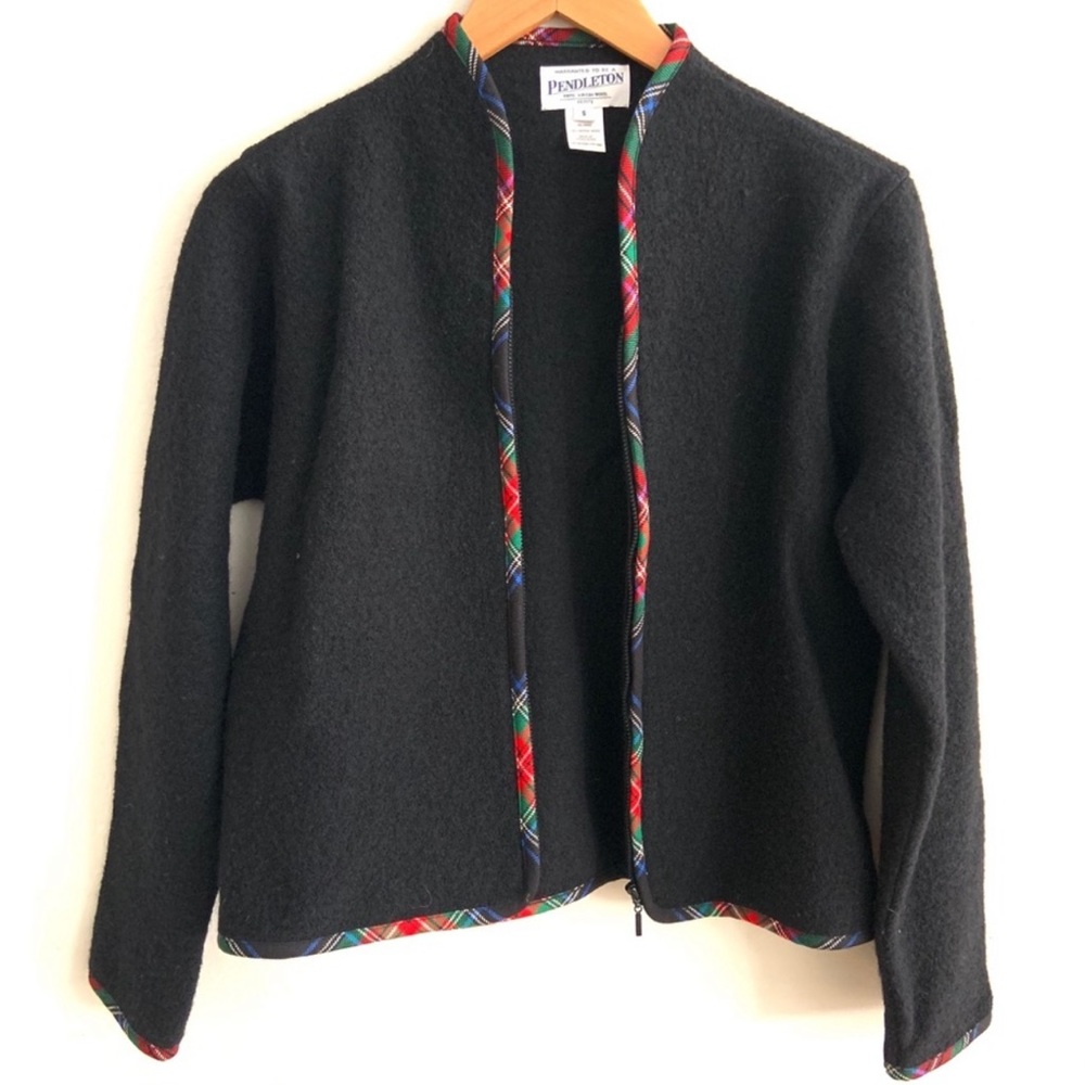 Pendleton- Zip Up Black Wool Cardigan
